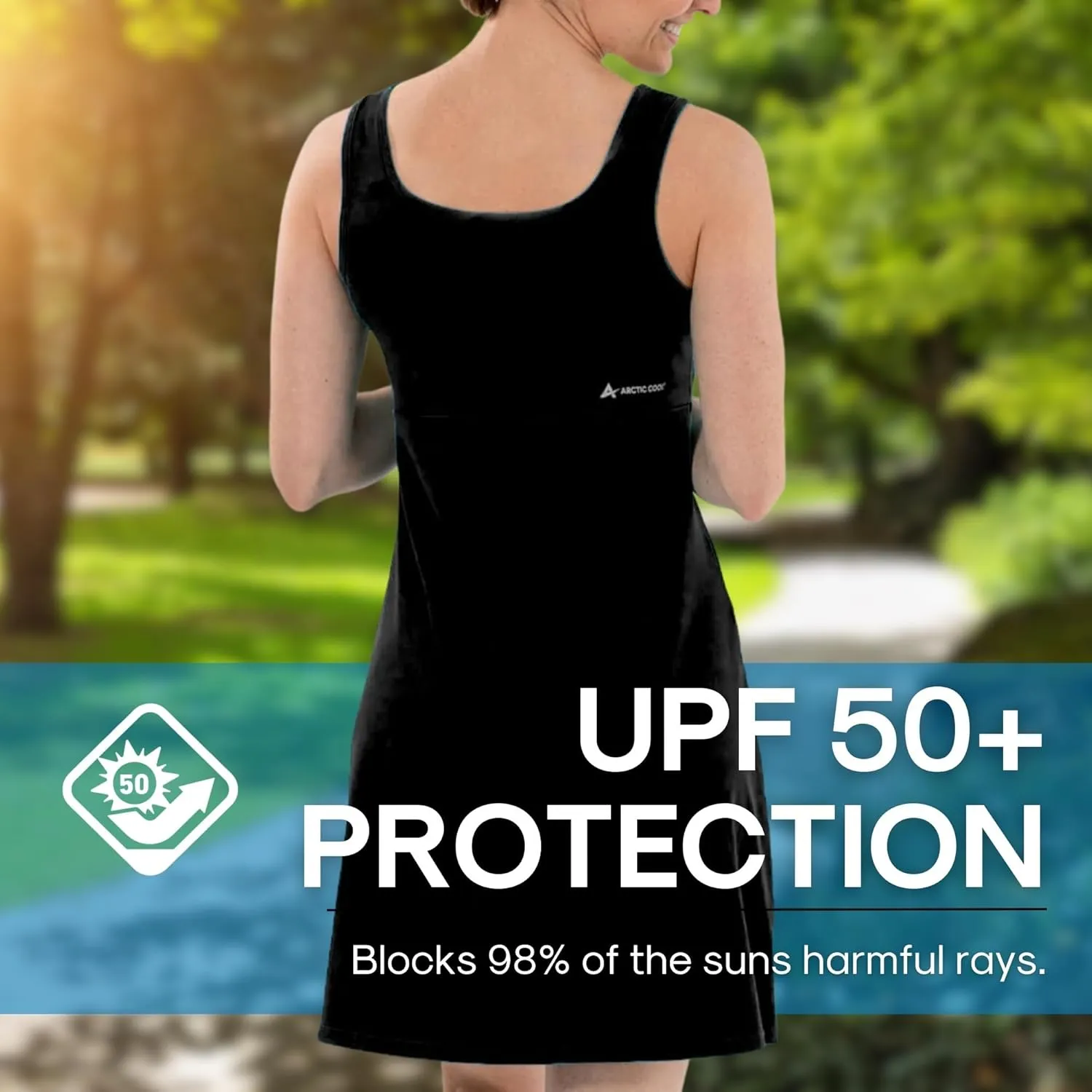 Arctic Cool Women's Sundress Instant Cooling Moisture Wicking Performance UPF 50  | Lightweight Breathable Golf, Work,Dinner