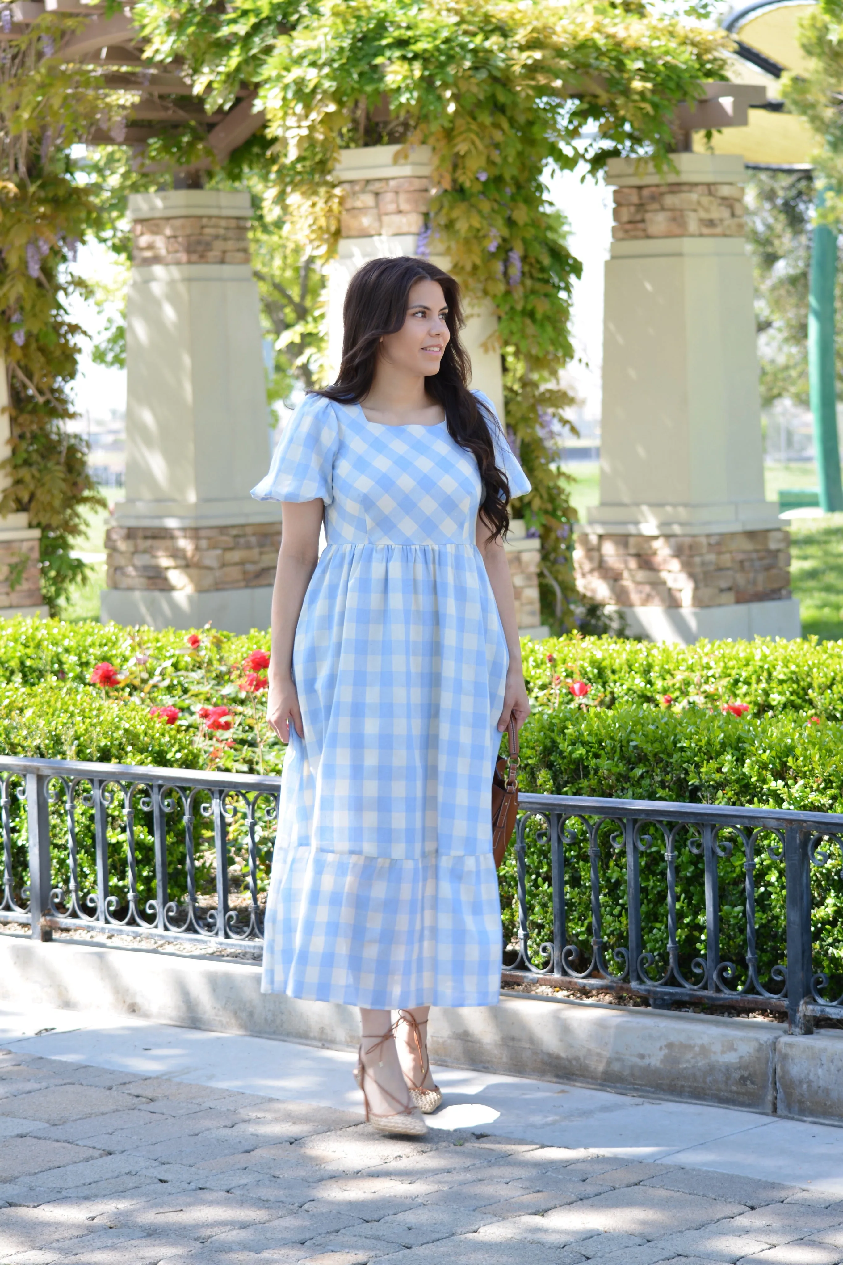 Aubrey Light Blue Gingham Dress