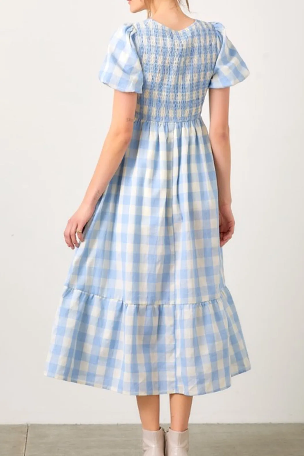 Aubrey Light Blue Gingham Dress