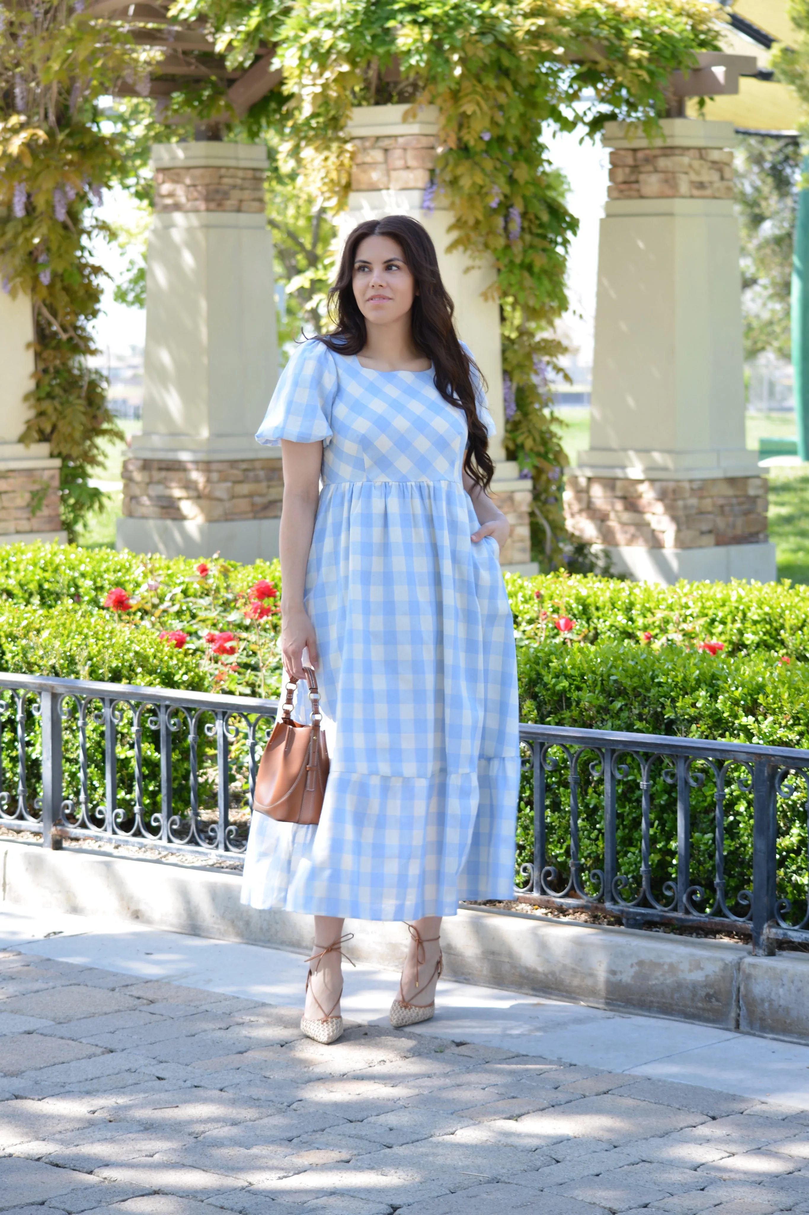 Aubrey Light Blue Gingham Dress
