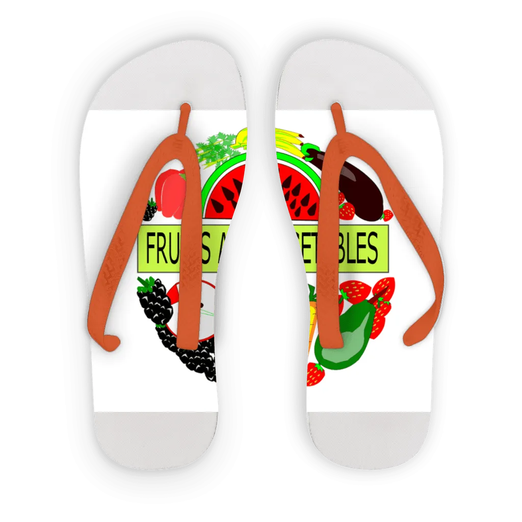 Beautiful Comfortable Fruits And Vegetables Design Adult Flip Flops