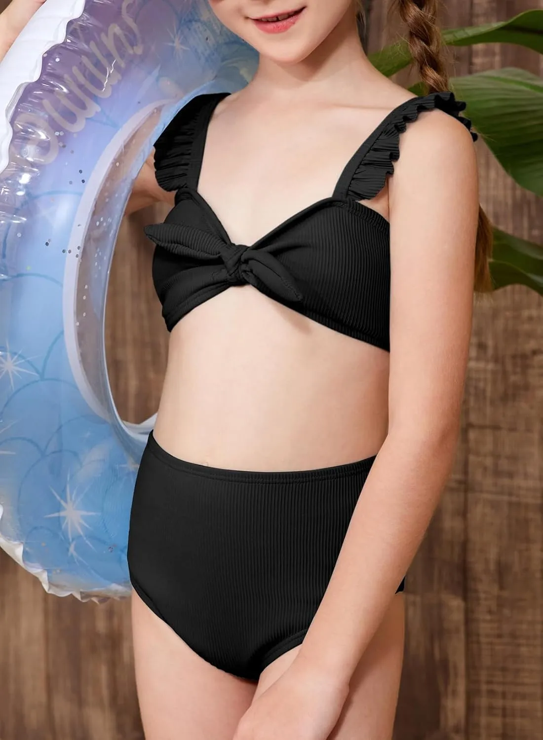 blibean Tween Girls Swimsuit Two Piece Bikini Sets with Chest Pad Size 6-15 Years