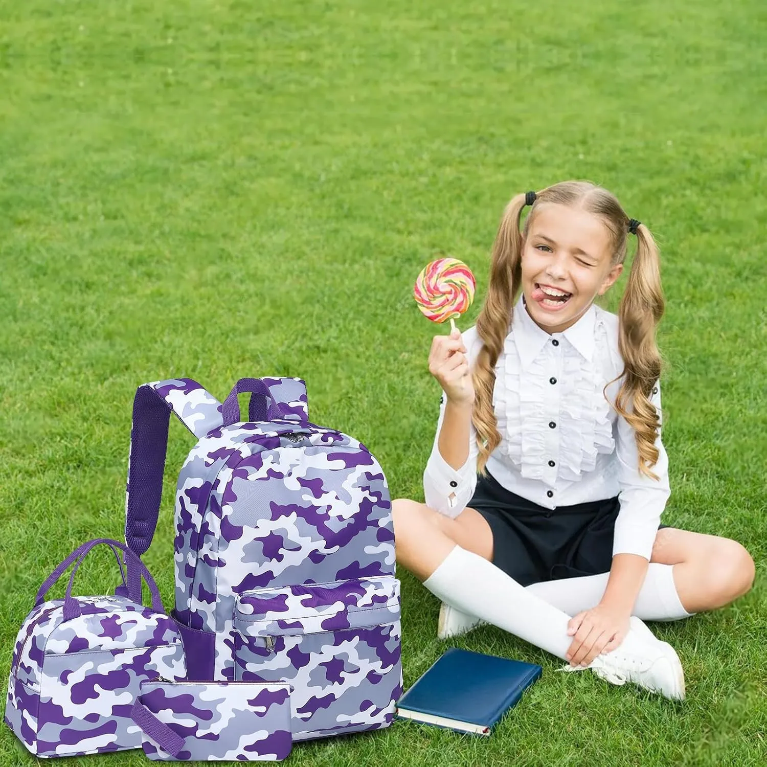 Bluboon Teen Girls School Backpack Kids Bookbag Set with Lunch Box Pencil Case Travel Laptop Backpack Casual Daypacks