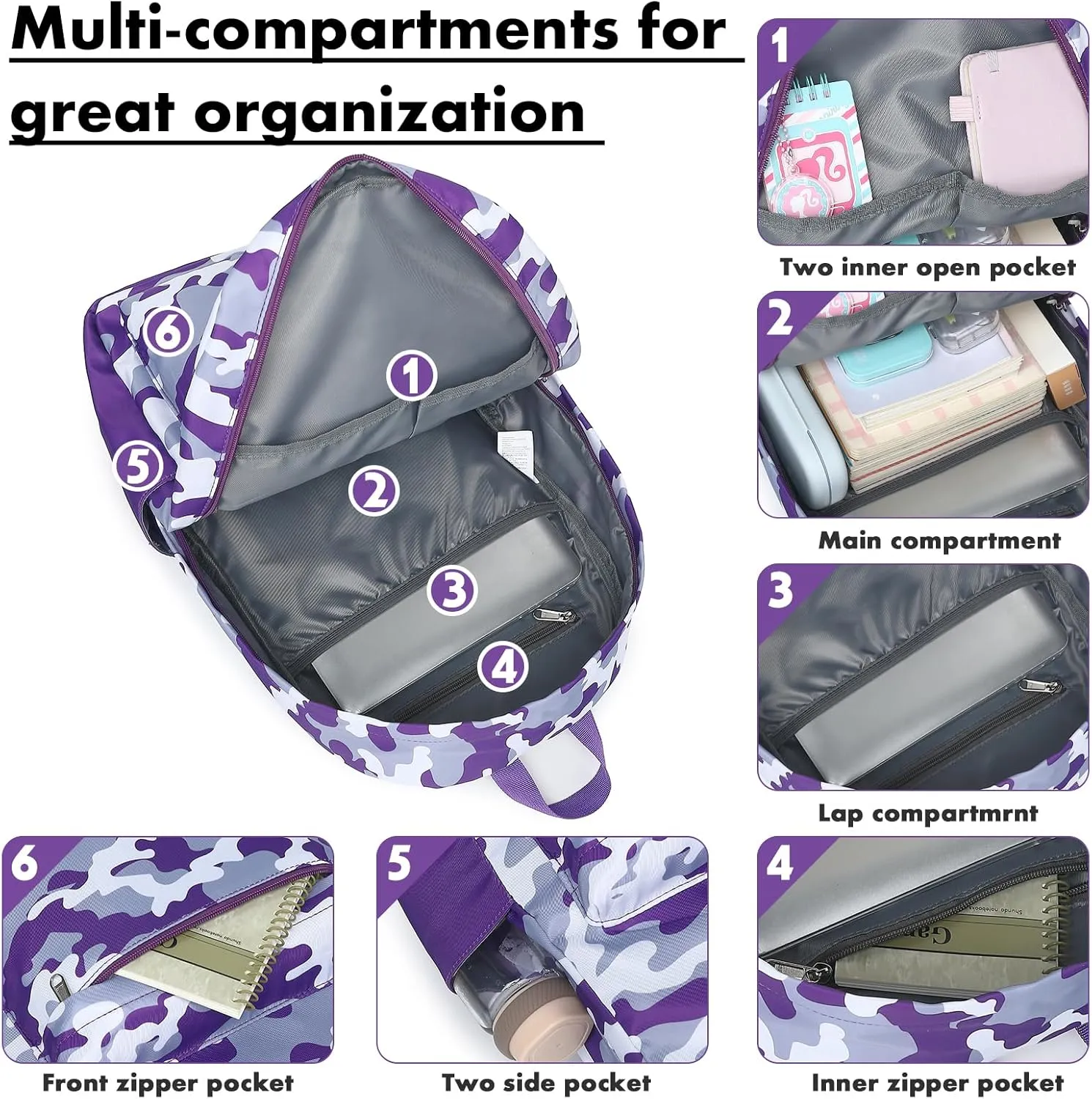 Bluboon Teen Girls School Backpack Kids Bookbag Set with Lunch Box Pencil Case Travel Laptop Backpack Casual Daypacks