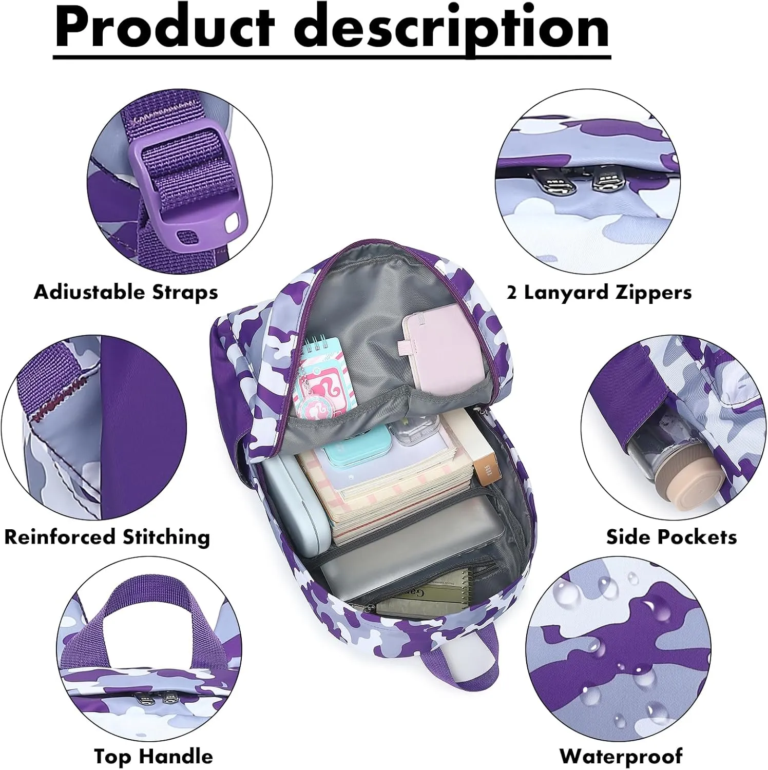 Bluboon Teen Girls School Backpack Kids Bookbag Set with Lunch Box Pencil Case Travel Laptop Backpack Casual Daypacks
