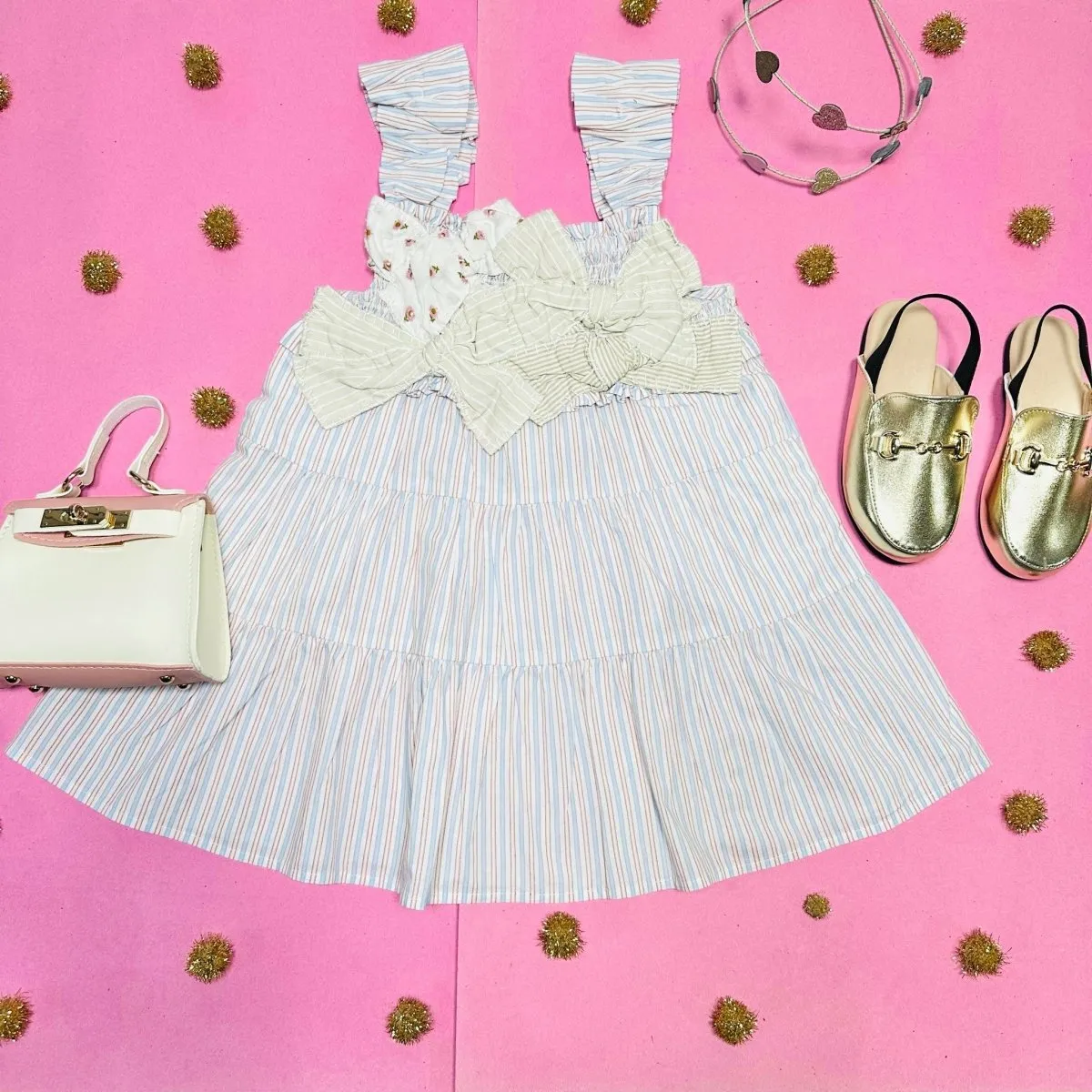 BONNIE BOWTIE PATCHWORK DRESS