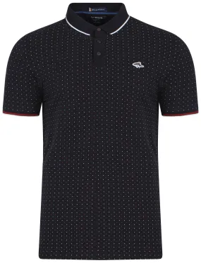 Brushwood Polkadot Polo Shirt in Navy - Le Shark