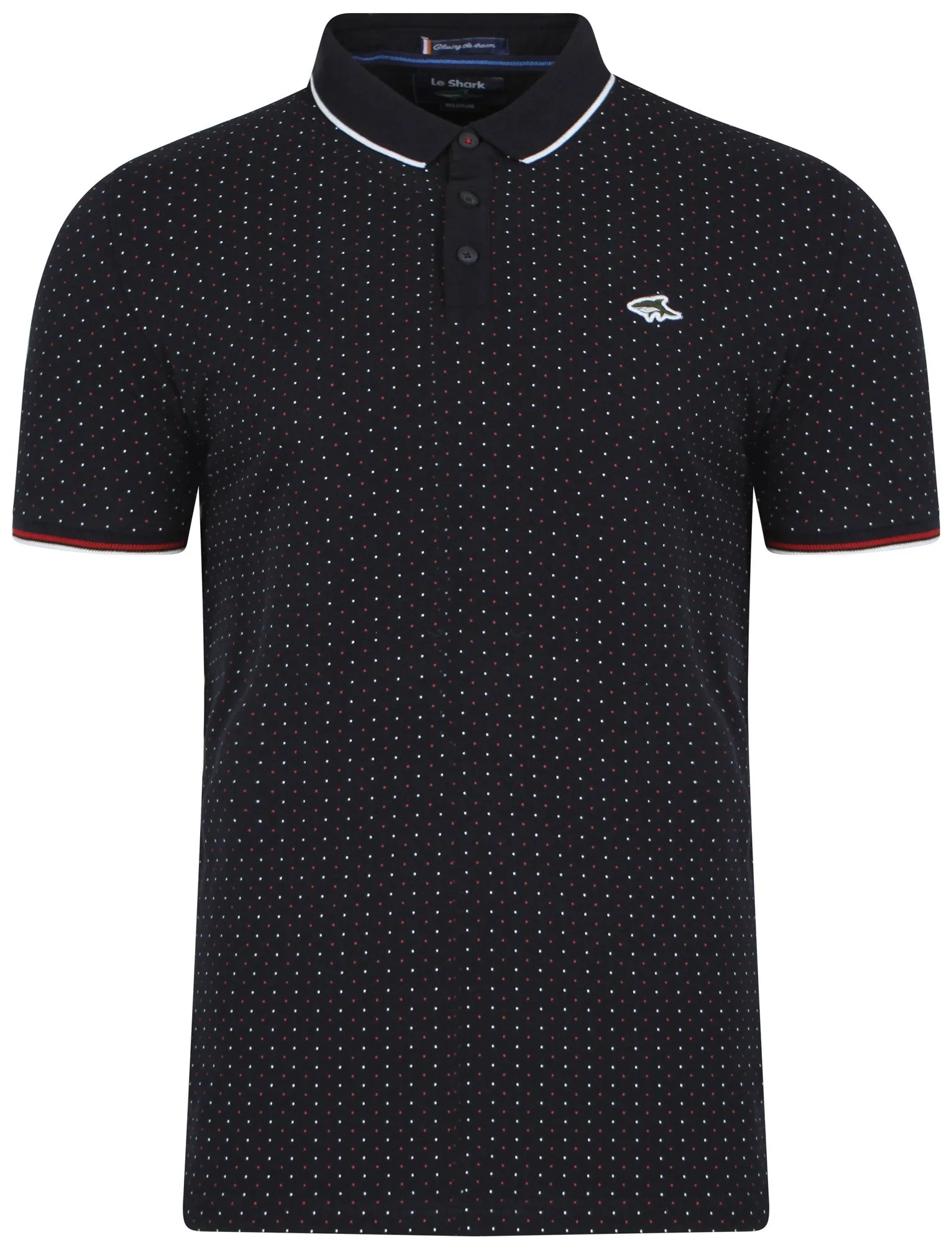 Brushwood Polkadot Polo Shirt in Navy - Le Shark