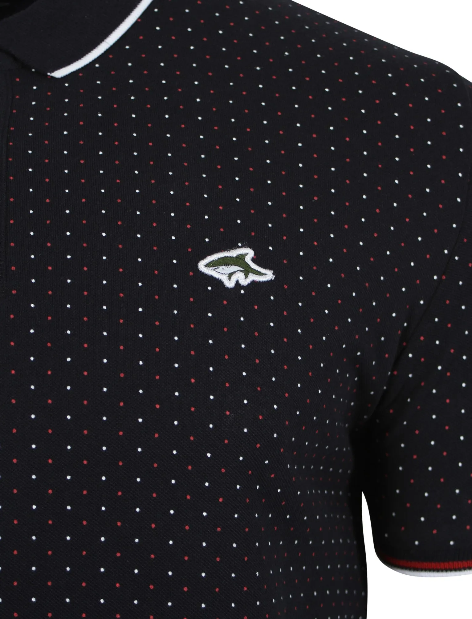 Brushwood Polkadot Polo Shirt in Navy - Le Shark
