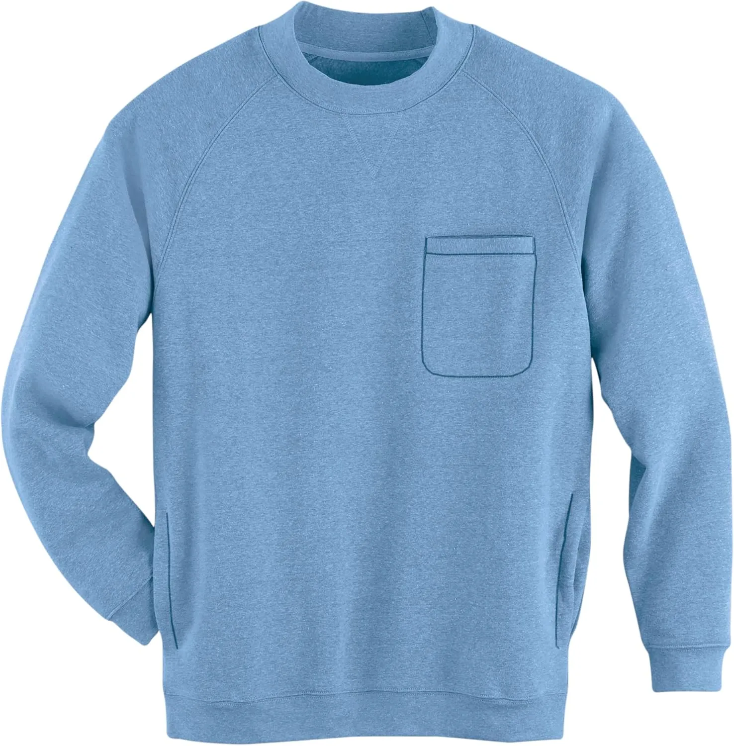 Collections Etc Men's Chest Pocket Comfortable Crewneck Sweatshirt