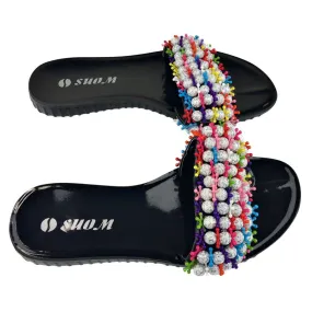 Colorful Beads Women African Sandals US 8.5 / EU 39