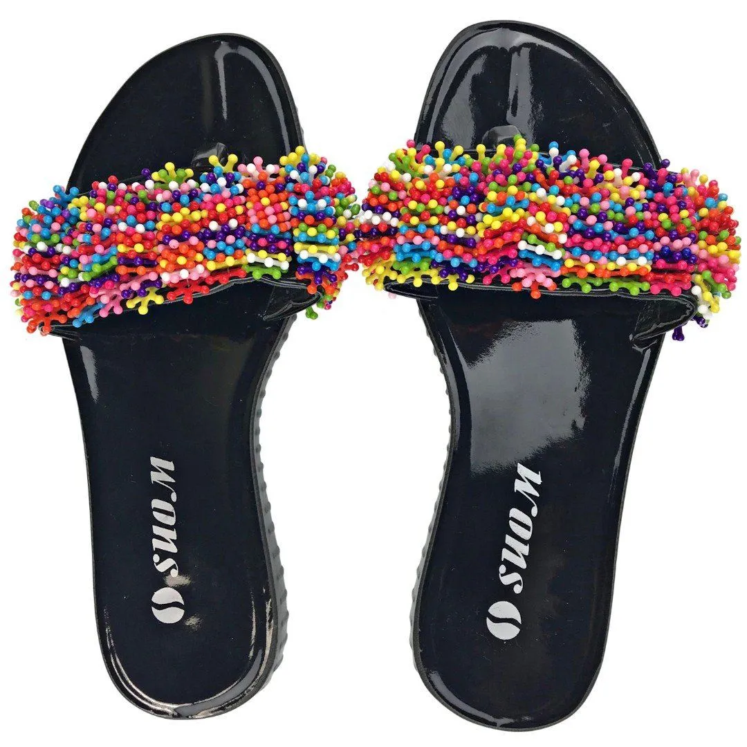 Colorful Beads Women African Sandals US 8.5 / EU 39