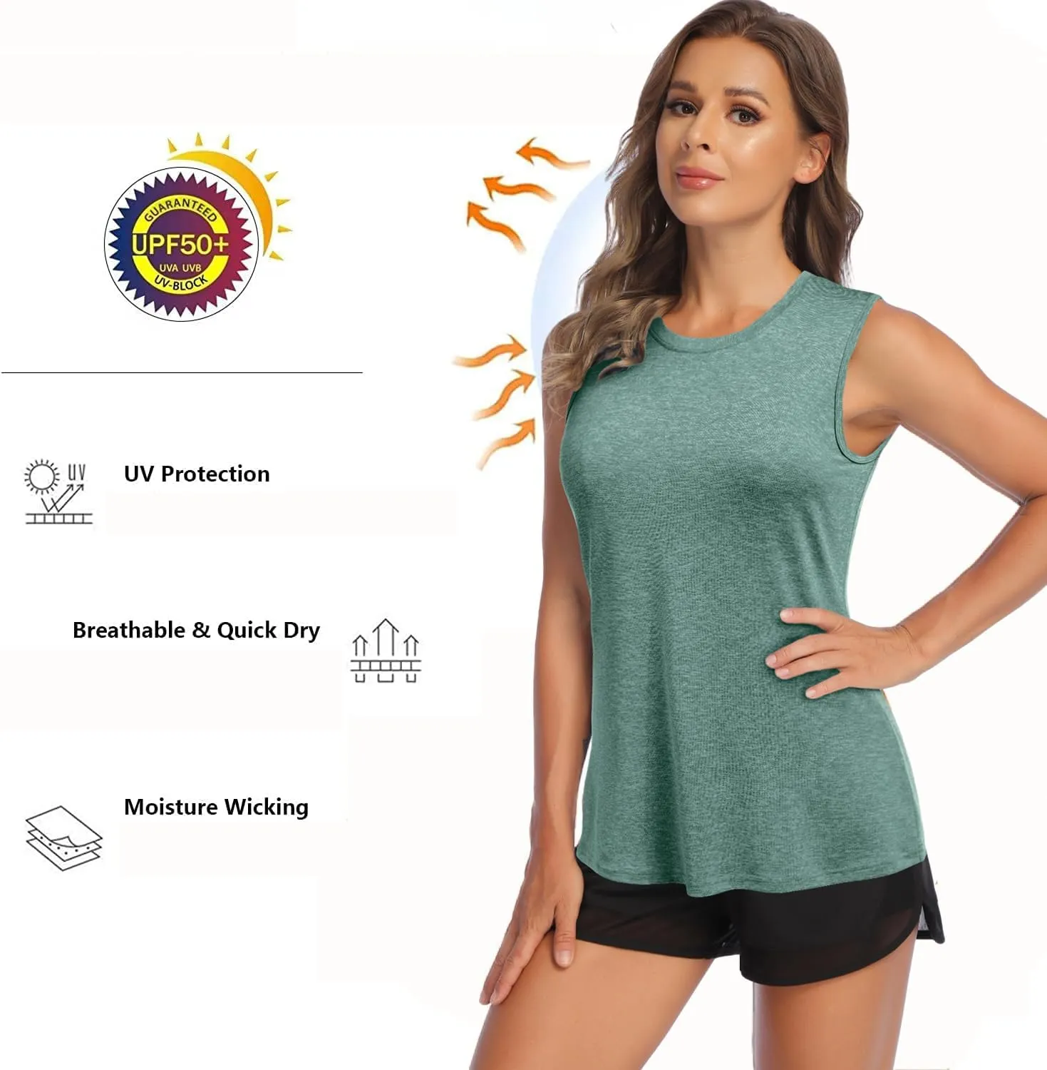 COOrun Women's Sleeveless Athletic Shirts Lightweight Sports Shirt Quick Dry Yoga Tank Tops Muscle Tank