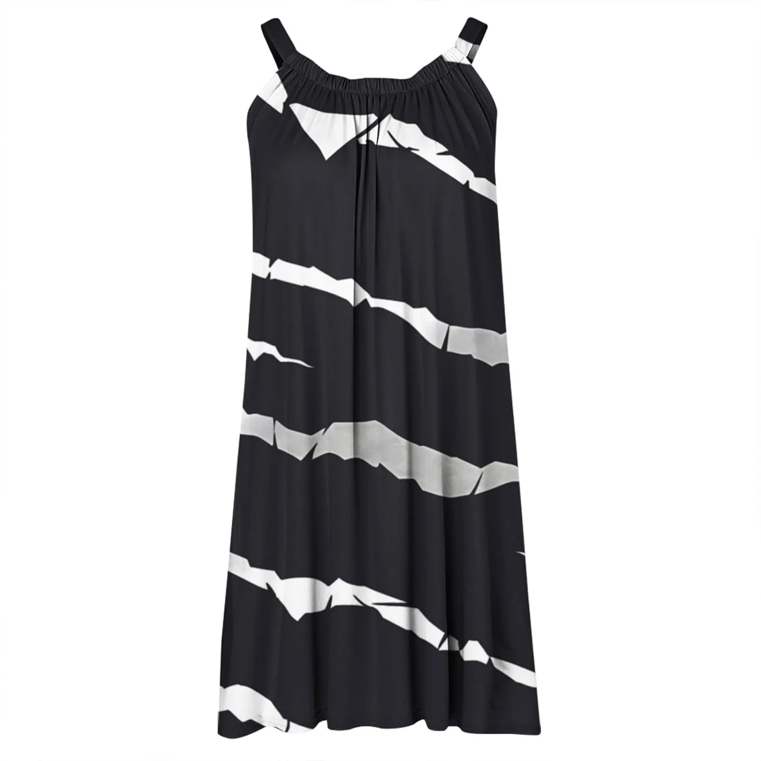 Fashion Striped Mini Dress for Women Summer Casual V Neck Sleeveless Sundress Lightweight Breathable Beach Dress