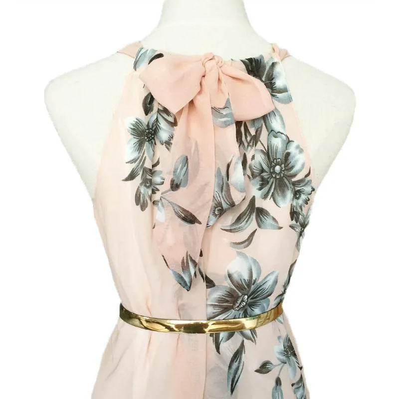 Floral Chiffon Long Dress Boho Maxi Sundress (US 8-16)