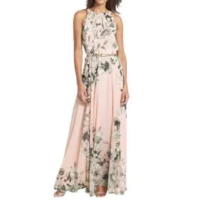Floral Chiffon Long Dress Boho Maxi Sundress (US 8-16)