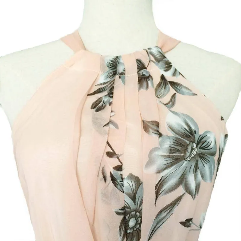 Floral Chiffon Long Dress Boho Maxi Sundress (US 8-16)