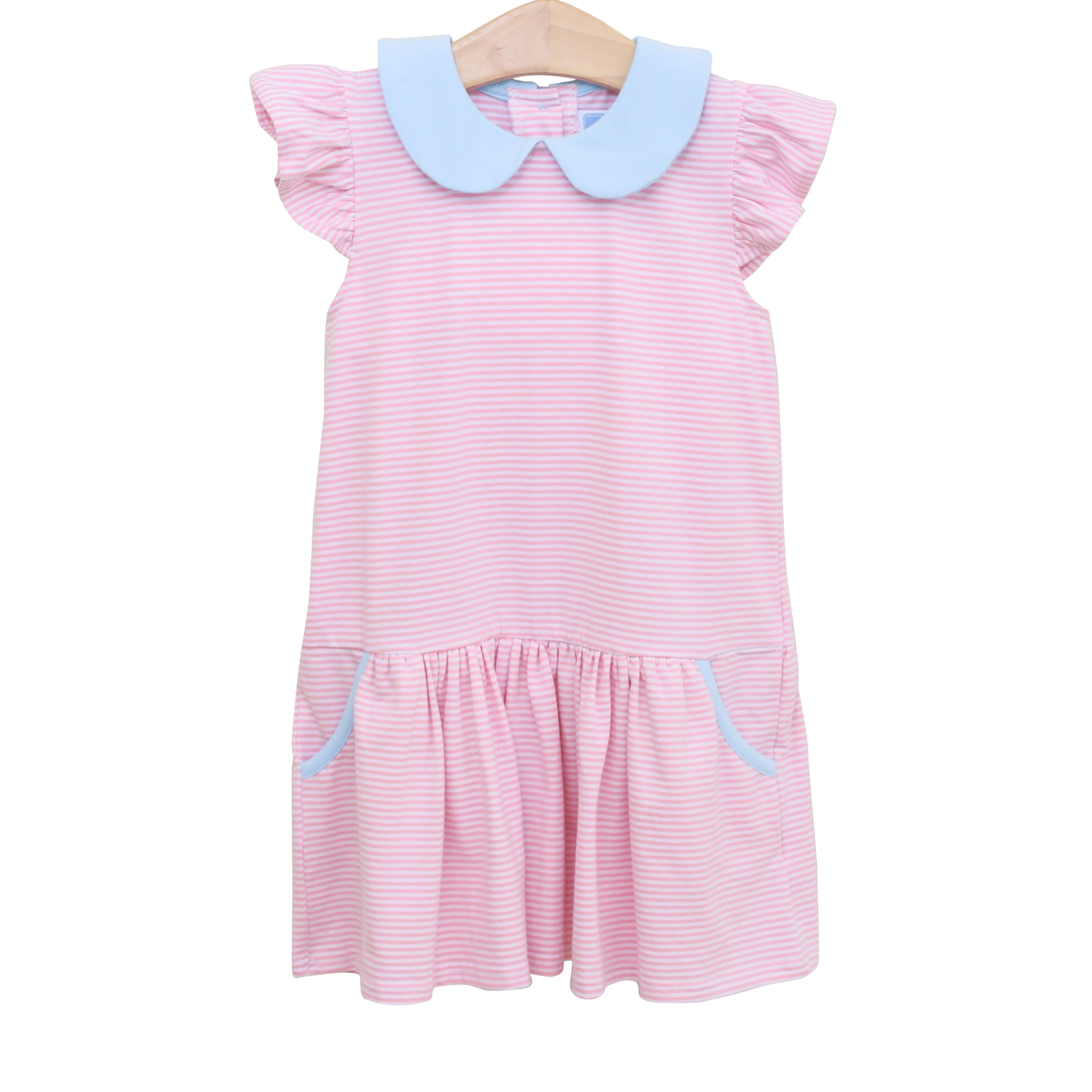 Genevieve Dress - Light Pink Stripe/Light Blue
