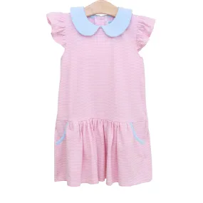 Genevieve Dress - Light Pink Stripe/Light Blue
