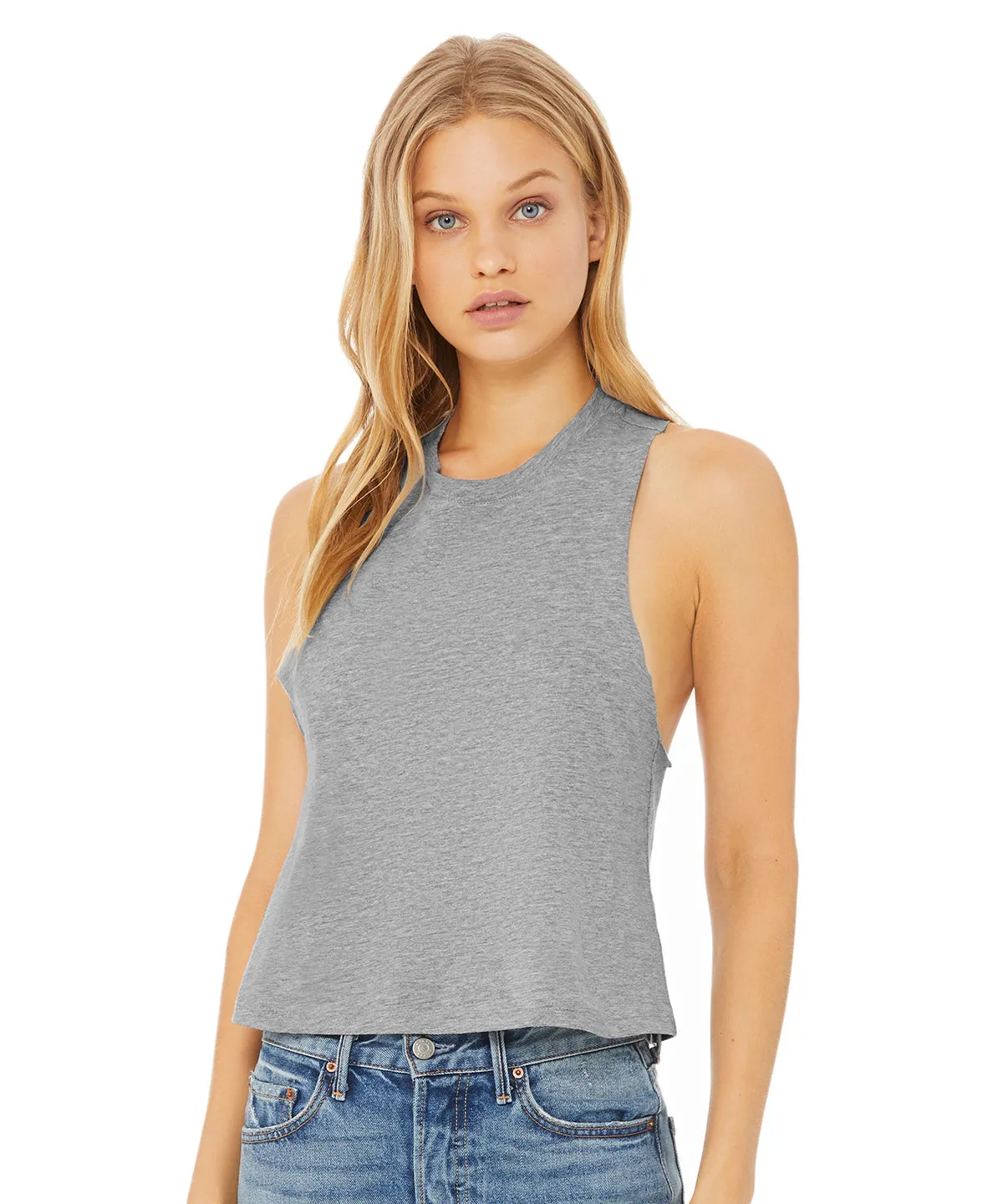 Heather Navy - Women's racerback cropped tank