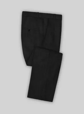 Italian Prato Black Herringbone Linen Pants