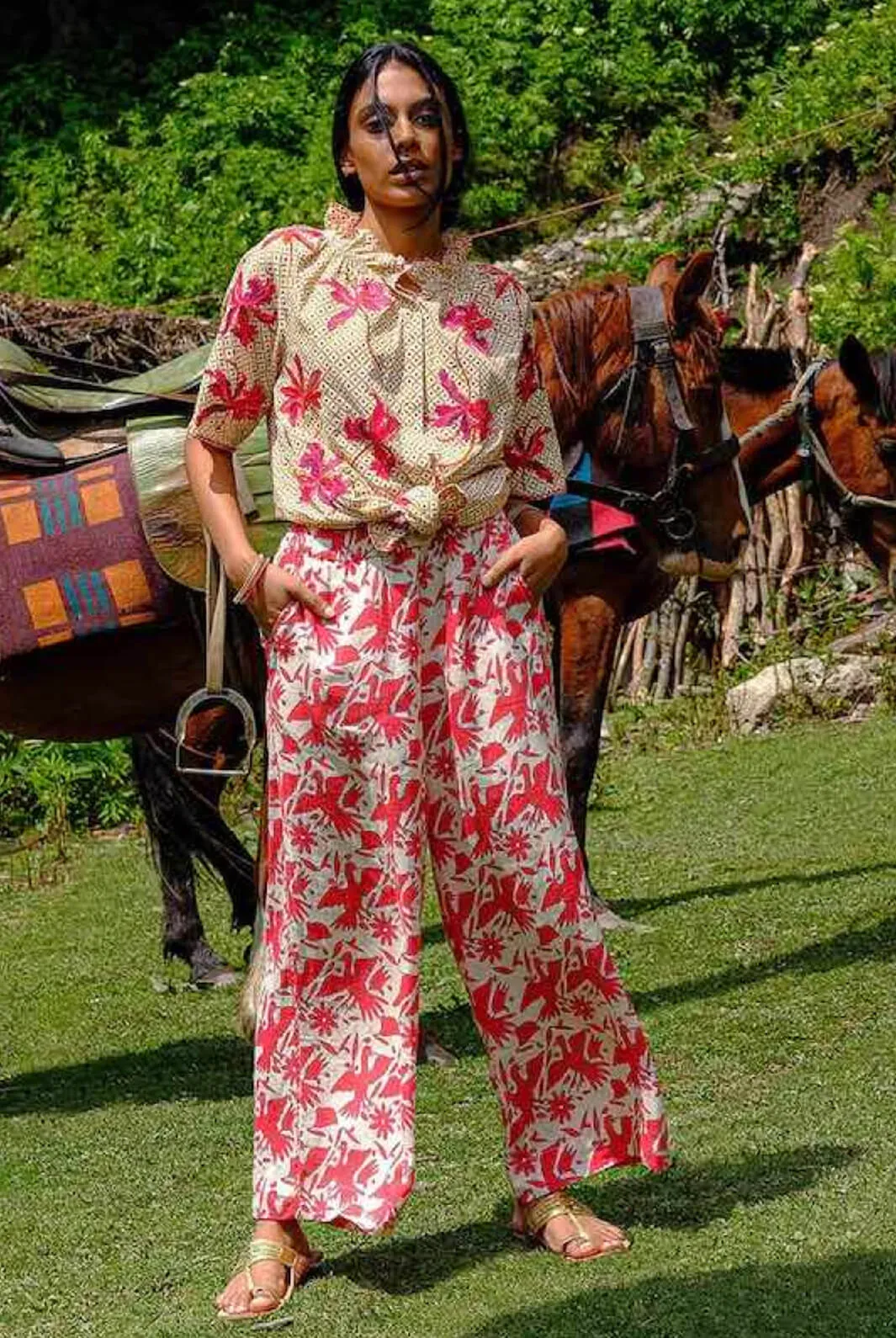 Ivy Pants Mexican Bird Red