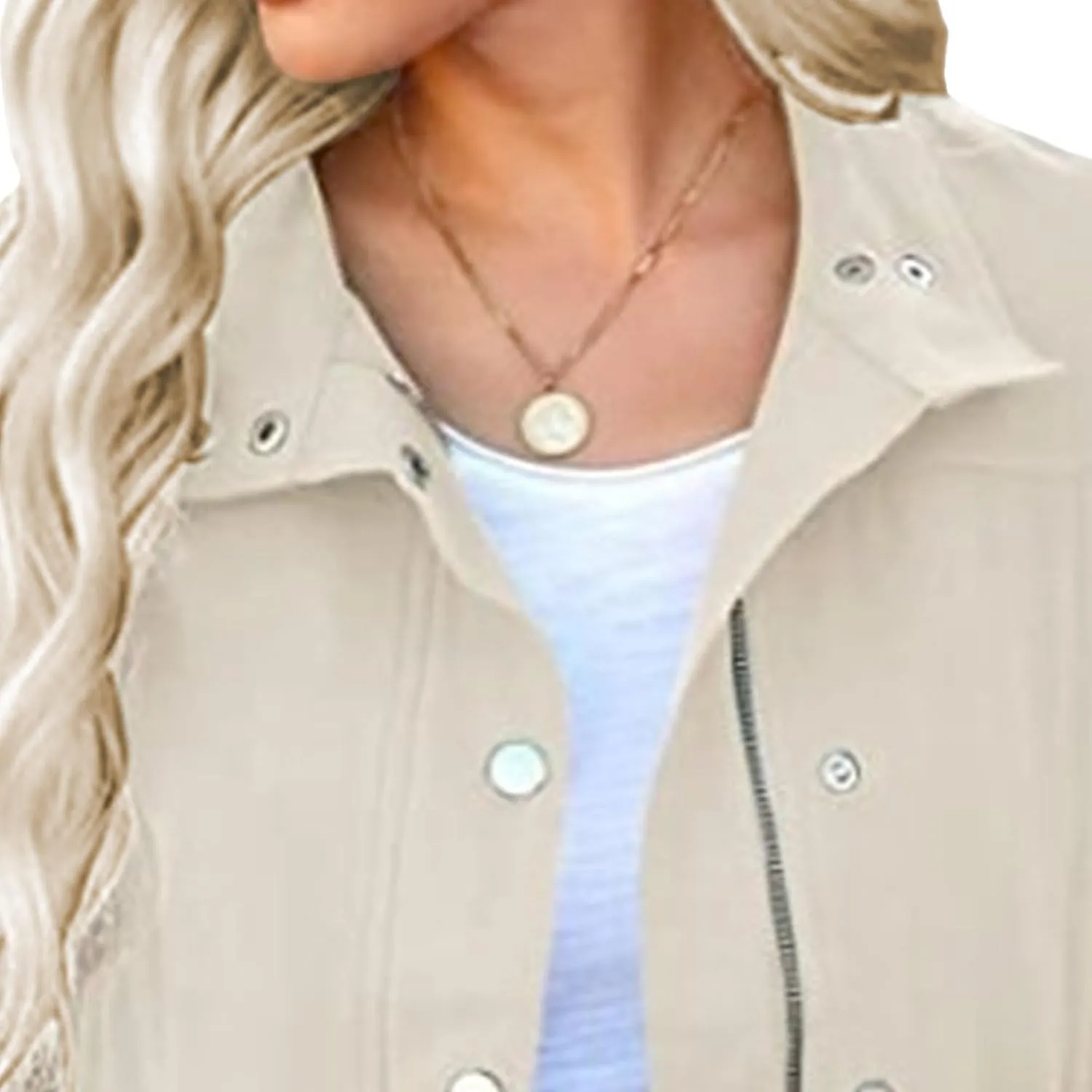 JEKE-DG Women's Military Stylish Long Sleeve Jacket Lightweight Zip Up Outdoor Jacket Coat Solid Trendy Field Safari Jackets