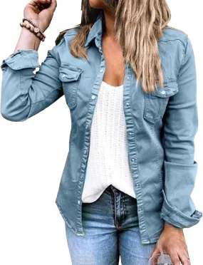 JEKE-DG Women's Military Stylish Long Sleeve Jacket Lightweight Zip Up Outdoor Jacket Coat Solid Trendy Field Safari Jackets