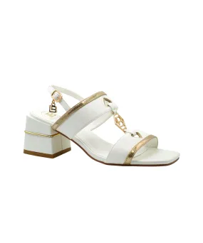 LAURA BIAGOTTI HEELED SANDALS IN WHITE WITH GOLD DETAIL