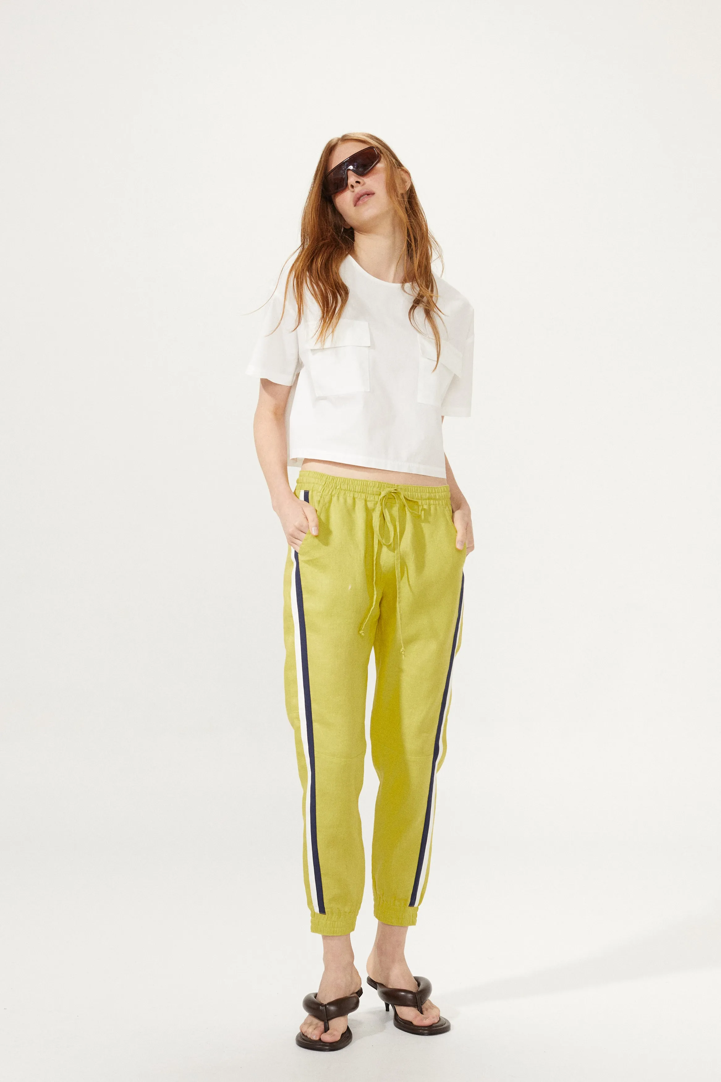 Lexus Linen Jogger Pants - Pistachio