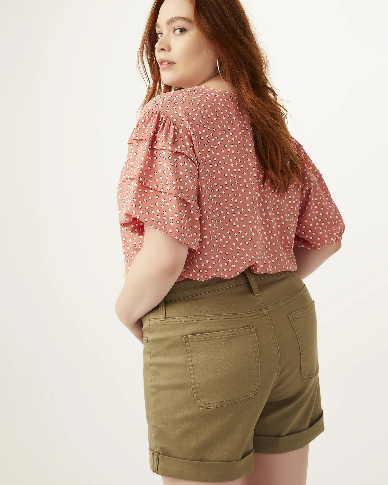 Maeve Stretchy Cotton Cuffed Short | Olive Green