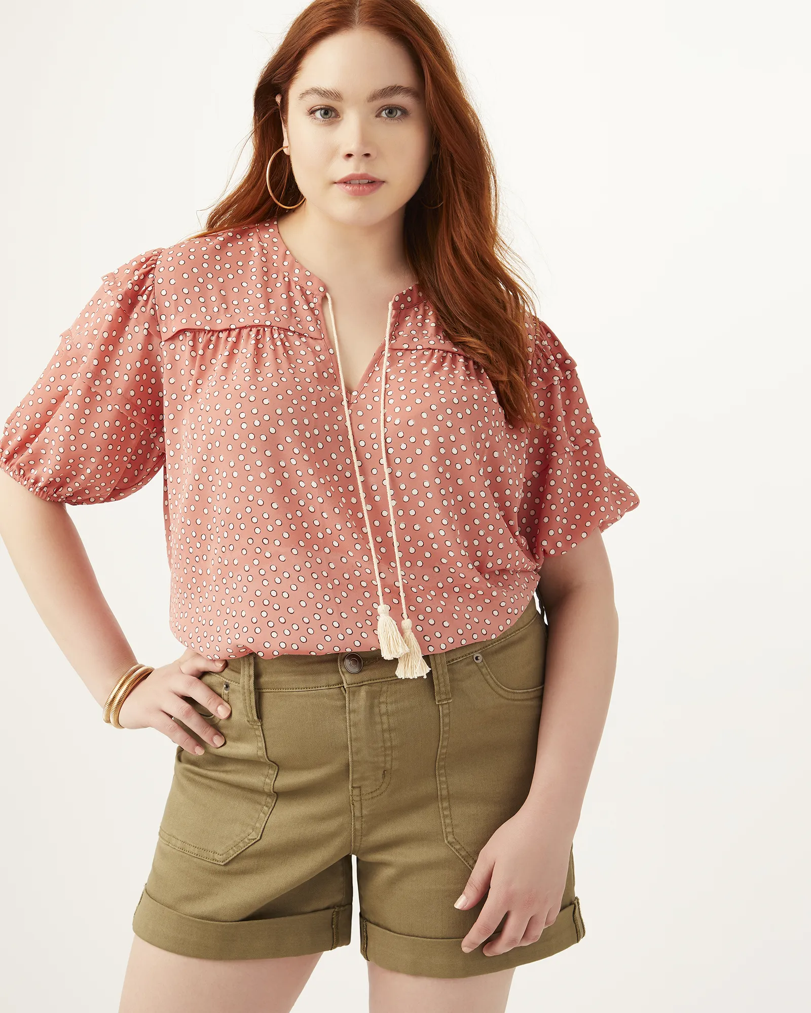Maeve Stretchy Cotton Cuffed Short | Olive Green