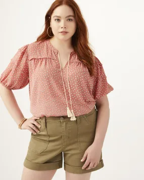 Maeve Stretchy Cotton Cuffed Short | Olive Green