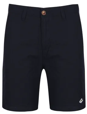Manford Seersucker Cotton Shorts in Navy - Le Shark