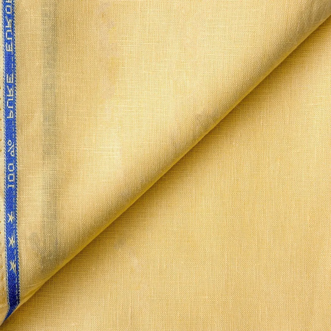 Mango Yellow Plain Premium 60 Lea Pure Linen Fabric (Width 58 Inches)