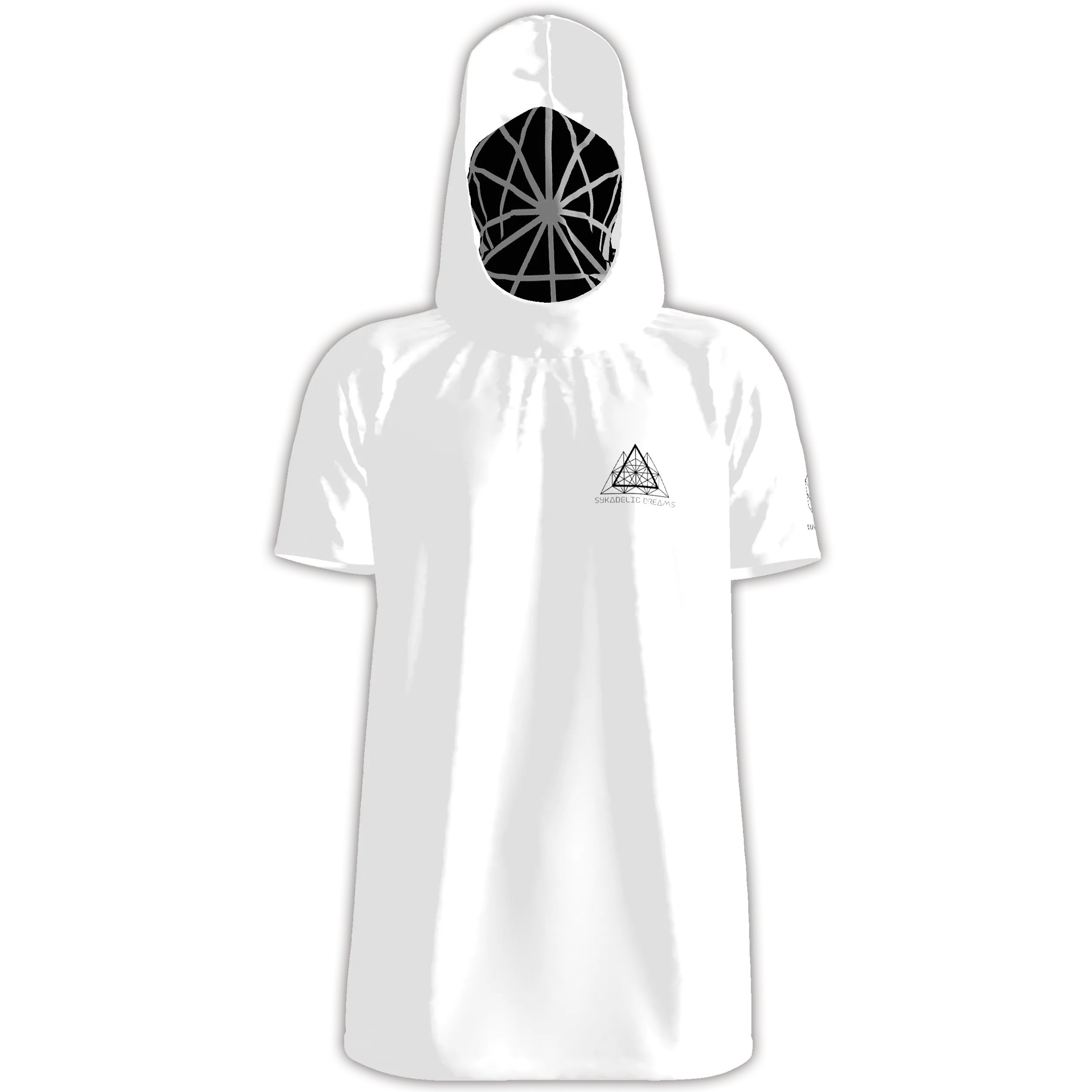 Mens Festival Top | Psy Clothing | Mens Rave Outfit | UV Blacklight Shirt | Psychedelic Shirt | Neck Gaiter and Hood | Tribal Spirit - Ninja