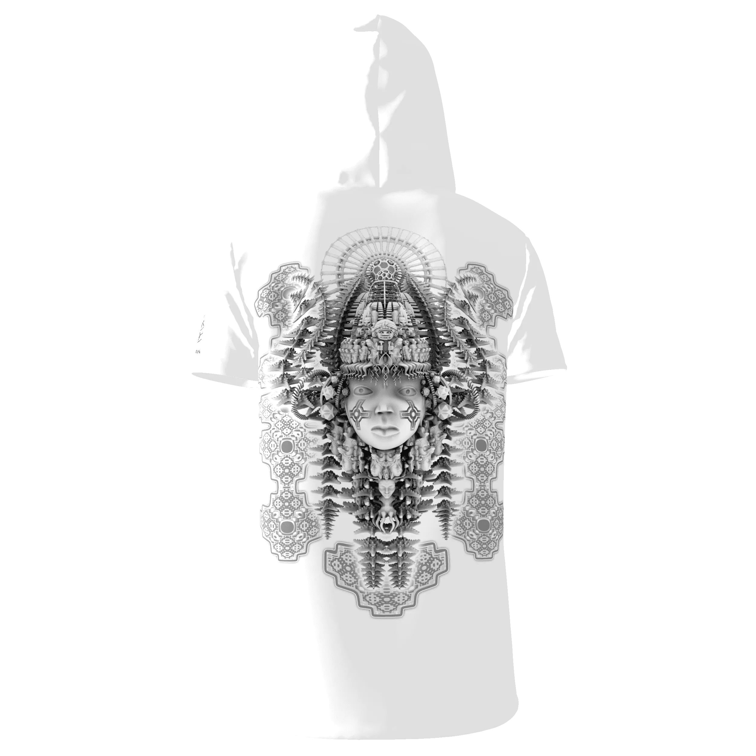Mens Festival Top | Psy Clothing | Mens Rave Outfit | UV Blacklight Shirt | Psychedelic Shirt | Neck Gaiter and Hood | Tribal Spirit - Ninja