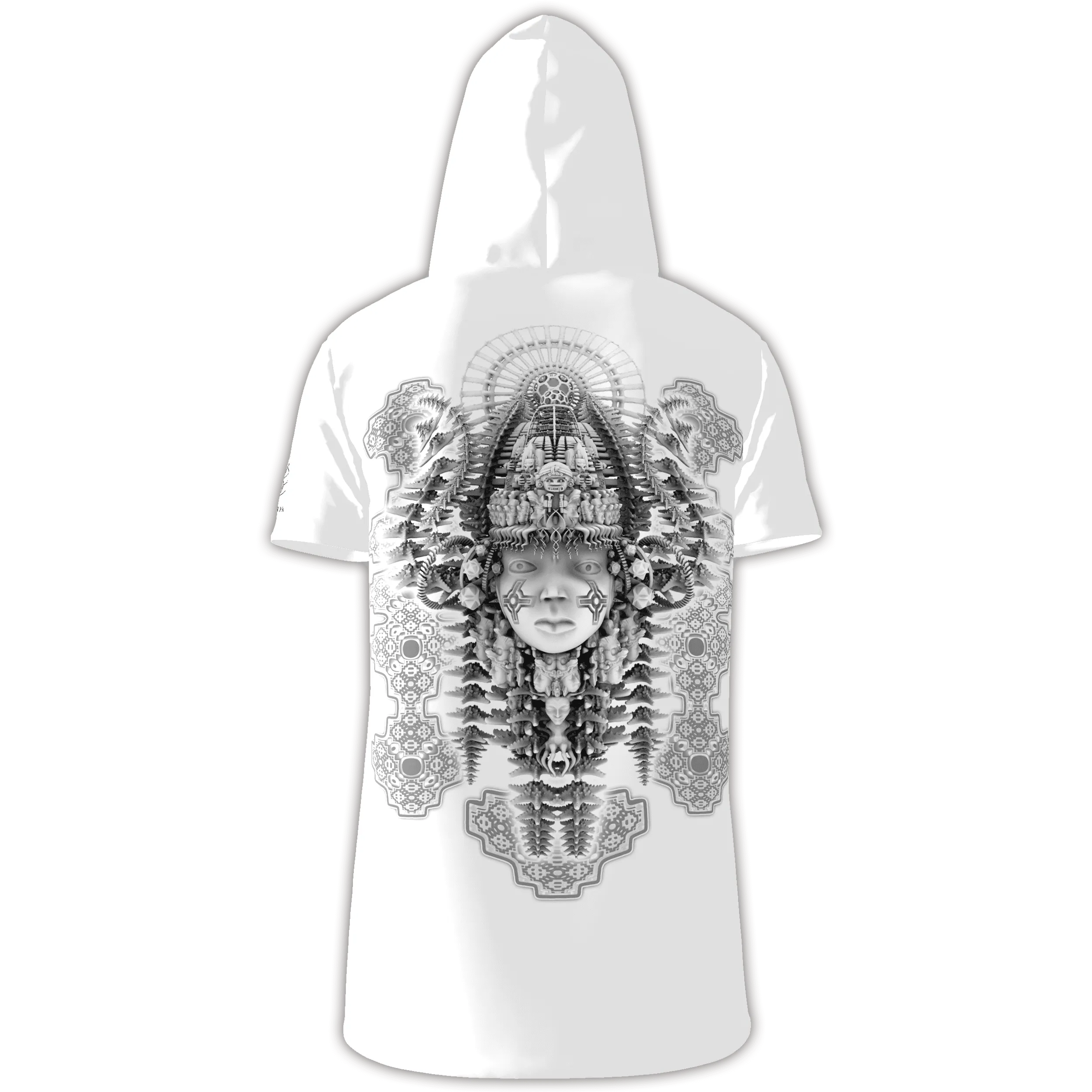 Mens Festival Top | Psy Clothing | Mens Rave Outfit | UV Blacklight Shirt | Psychedelic Shirt | Neck Gaiter and Hood | Tribal Spirit - Ninja