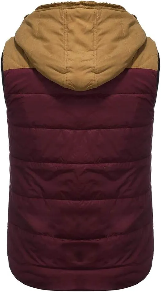 Men's Hooded Puffer Vest Sleeveless Zip Up Padded Jackets Coat Light Quilted Gilet Plus Size Cropped Puffer Vest