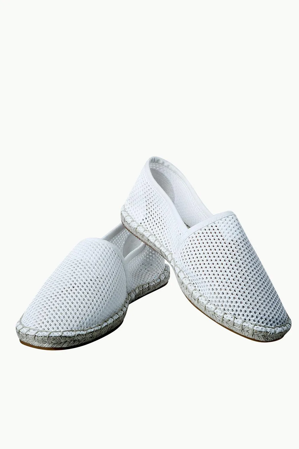 Men's White Mesh Basque Espadrilles