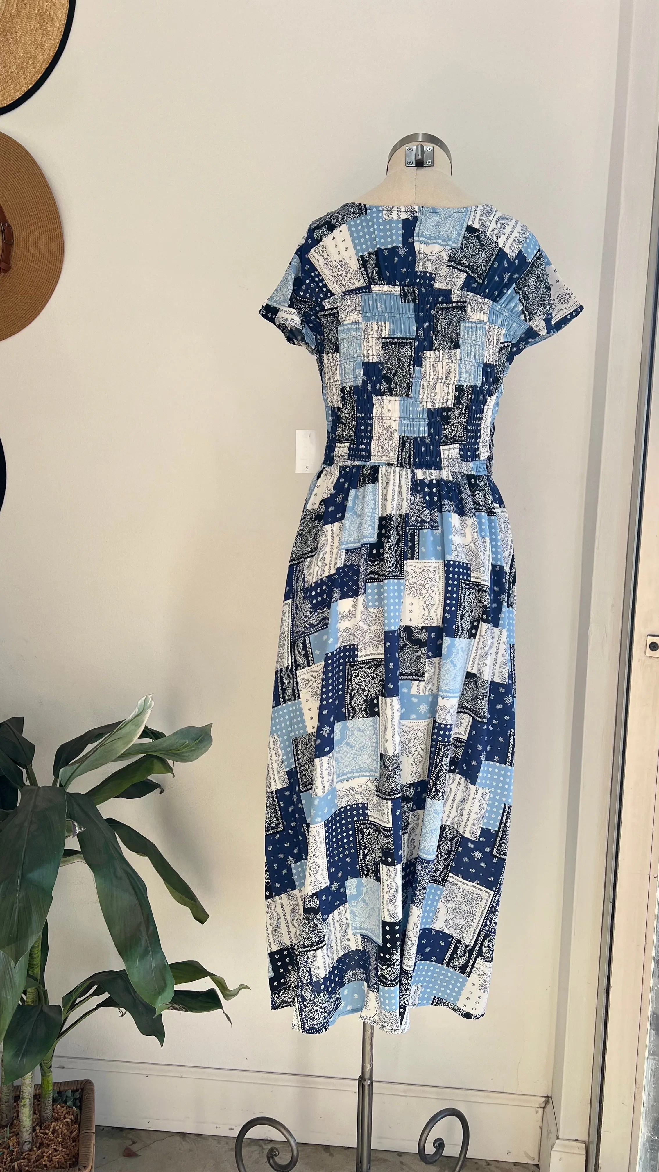 Navy printed midi
