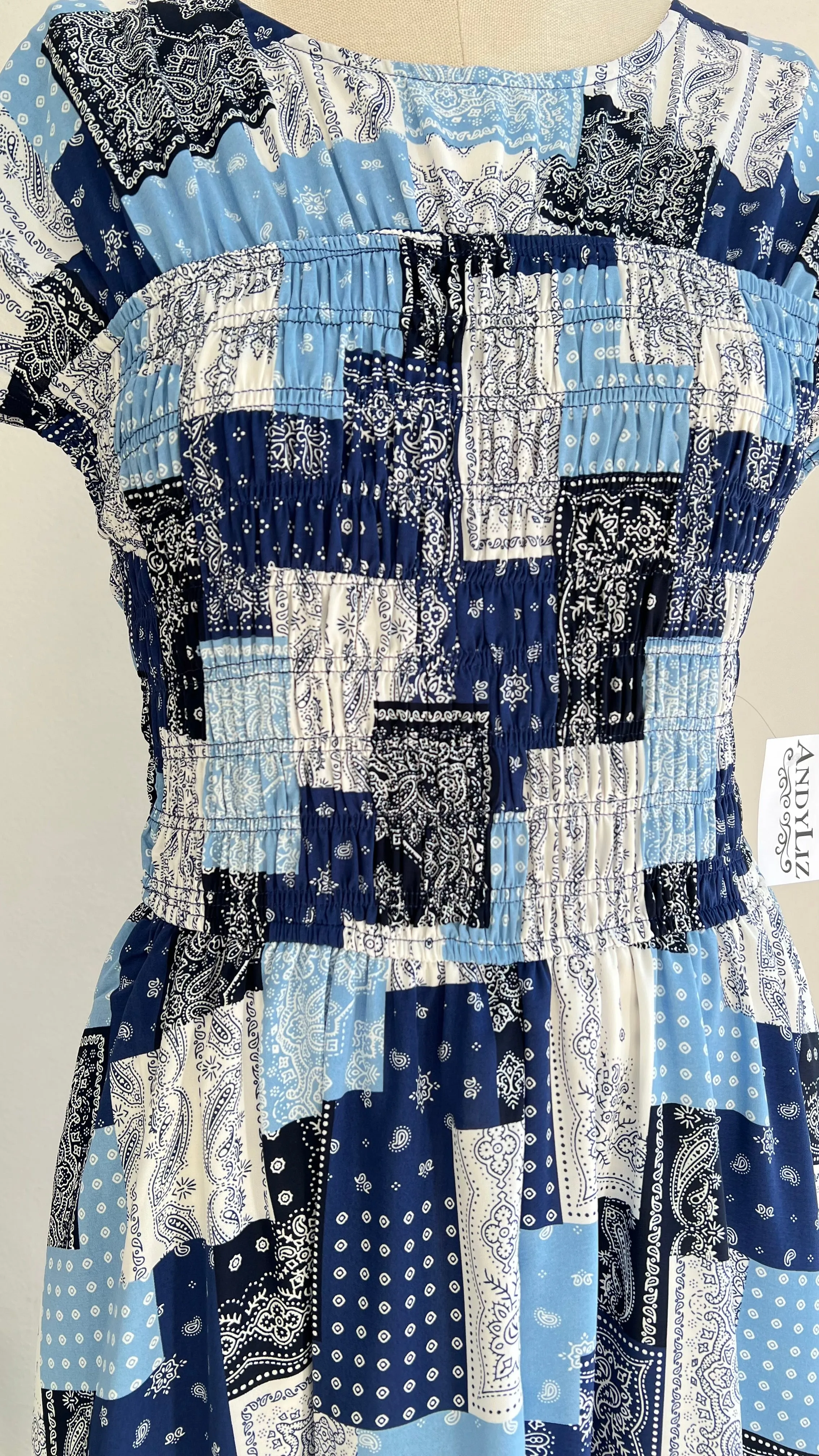 Navy printed midi