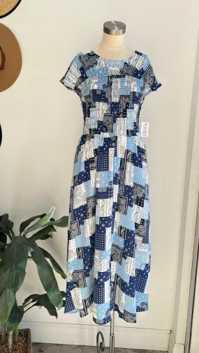 Navy printed midi