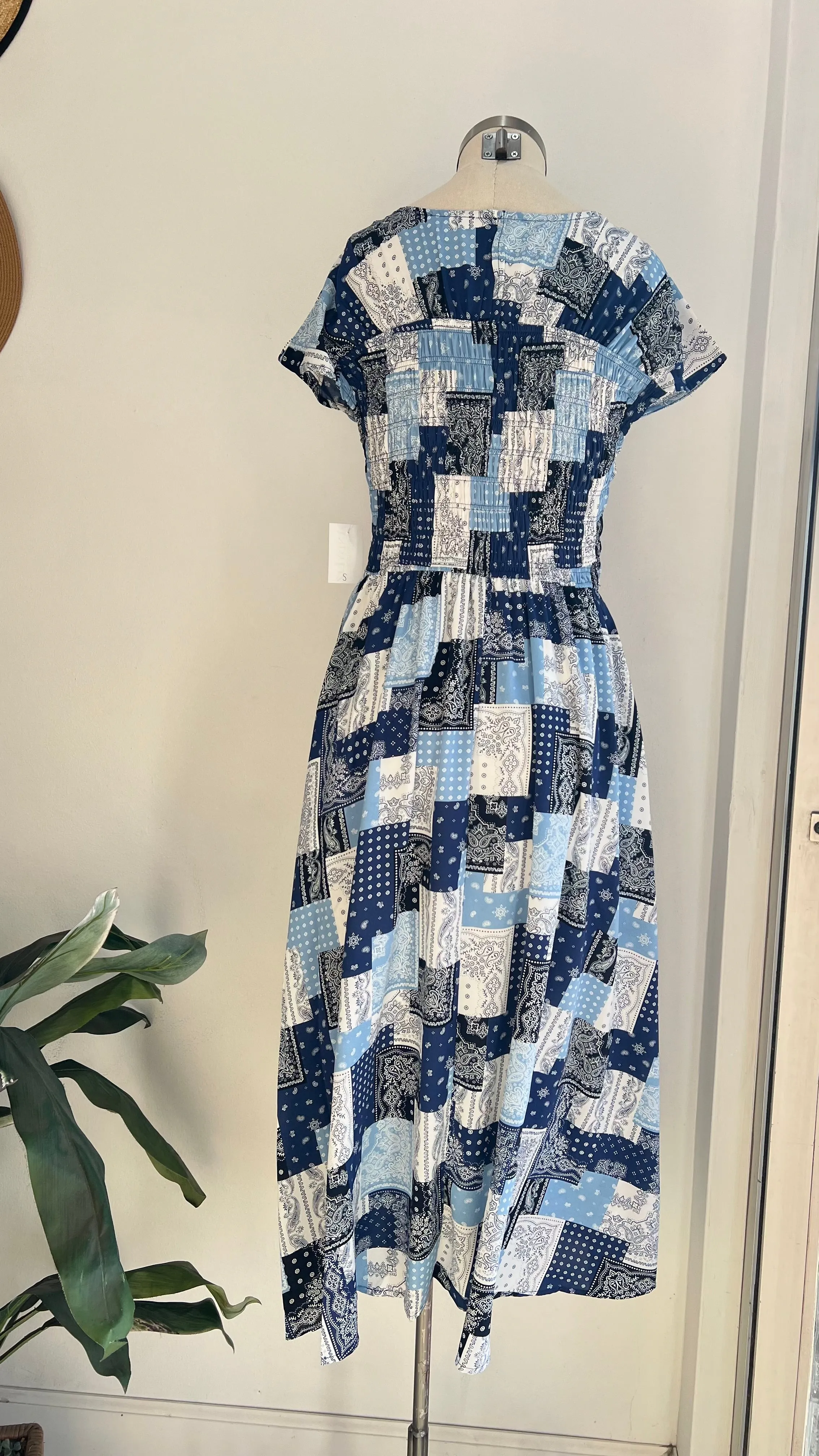 Navy printed midi