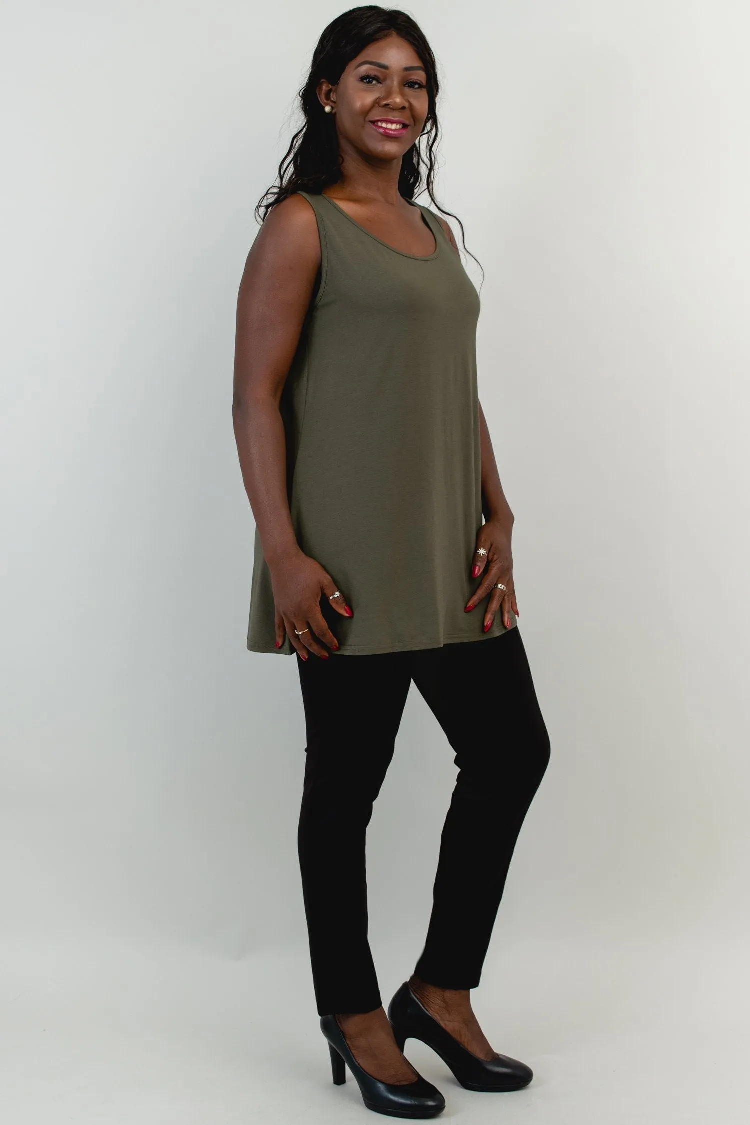 Relaxed Tank, Khaki, Bamboo- Final Sale