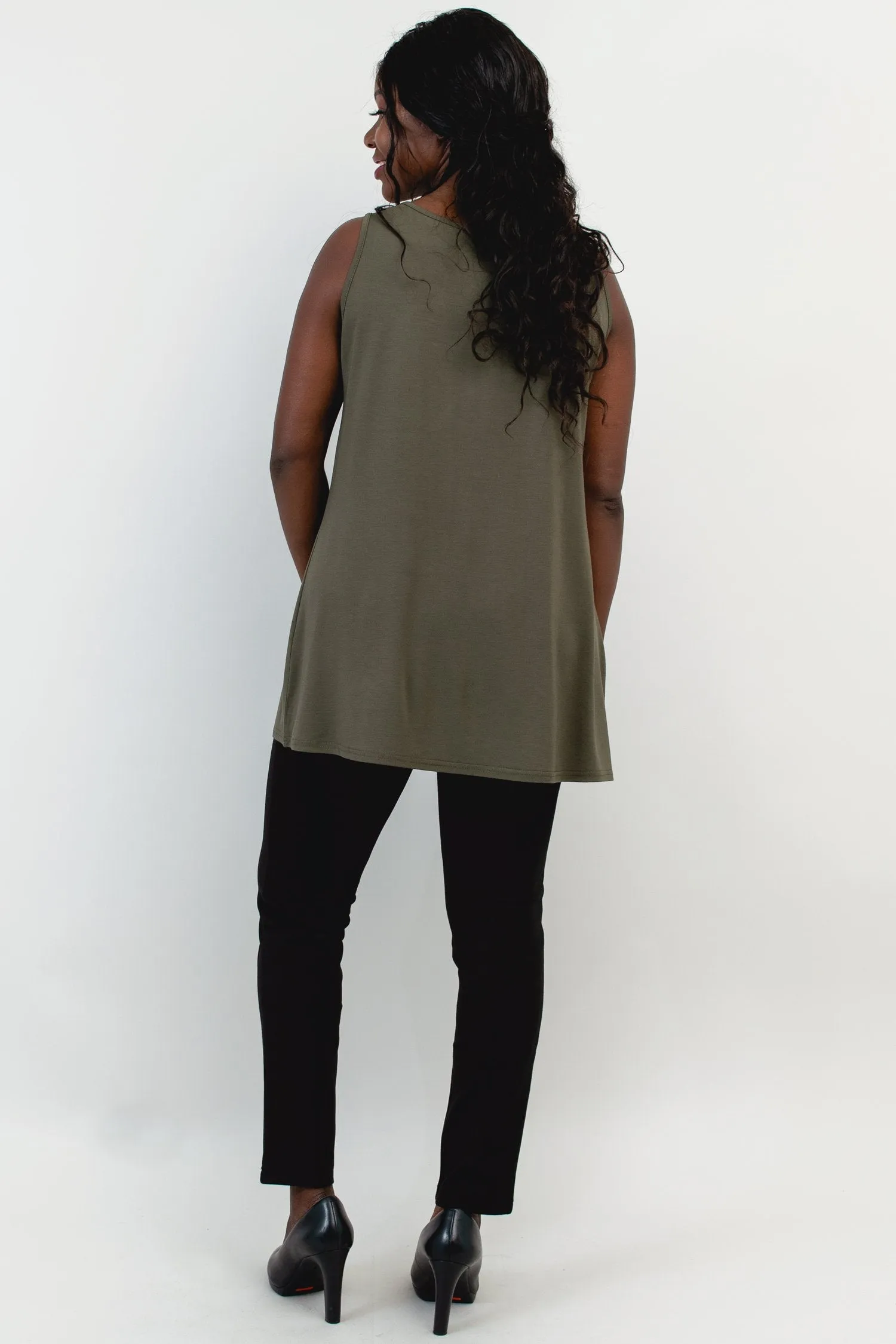 Relaxed Tank, Khaki, Bamboo- Final Sale