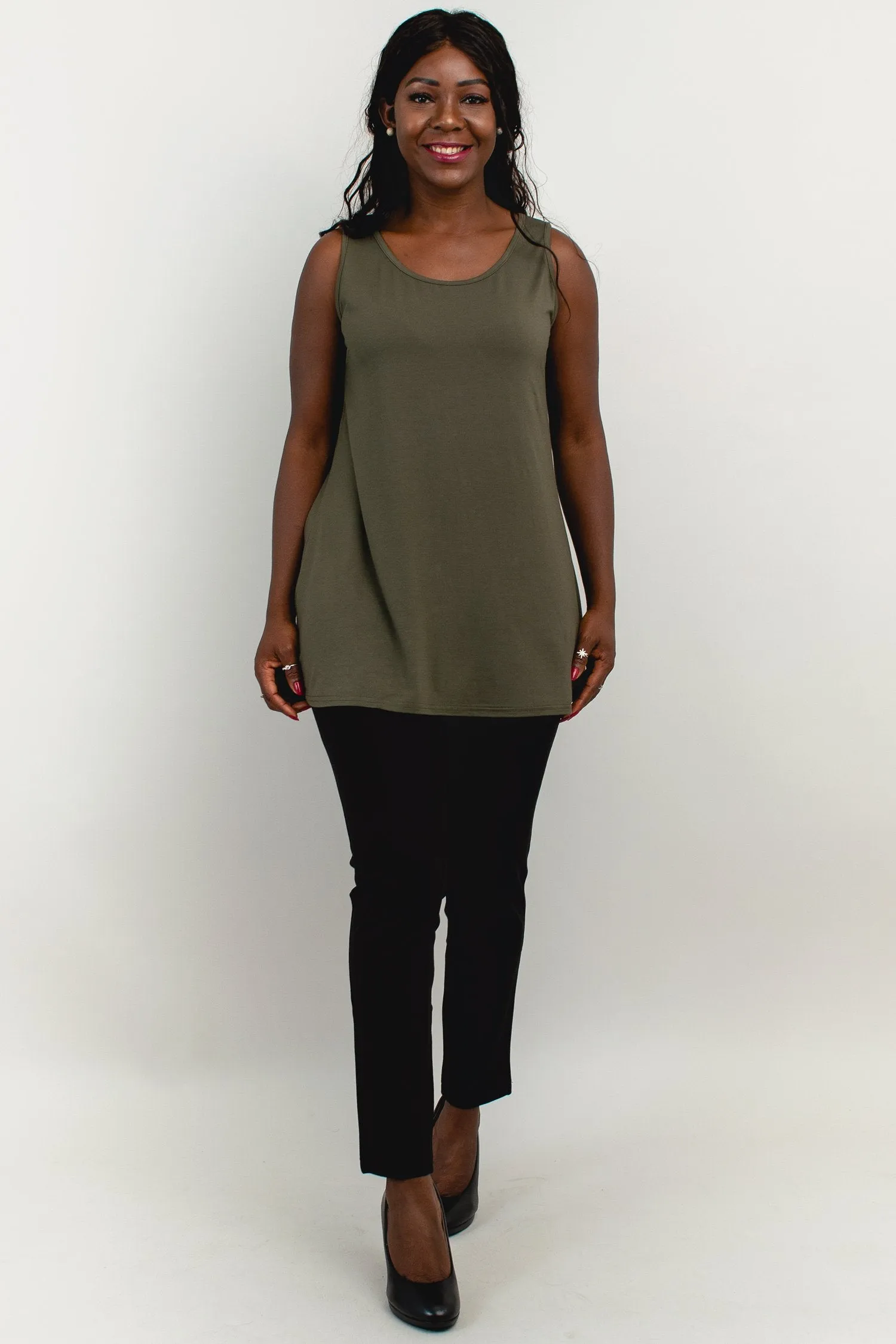 Relaxed Tank, Khaki, Bamboo- Final Sale
