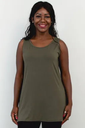 Relaxed Tank, Khaki, Bamboo- Final Sale