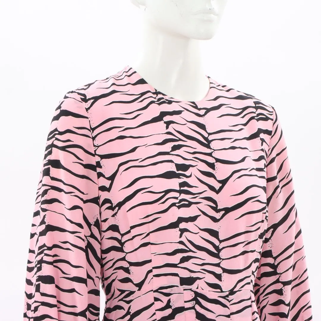 Rixo London Emma Tiger Print Silk Midi Dress Size Small