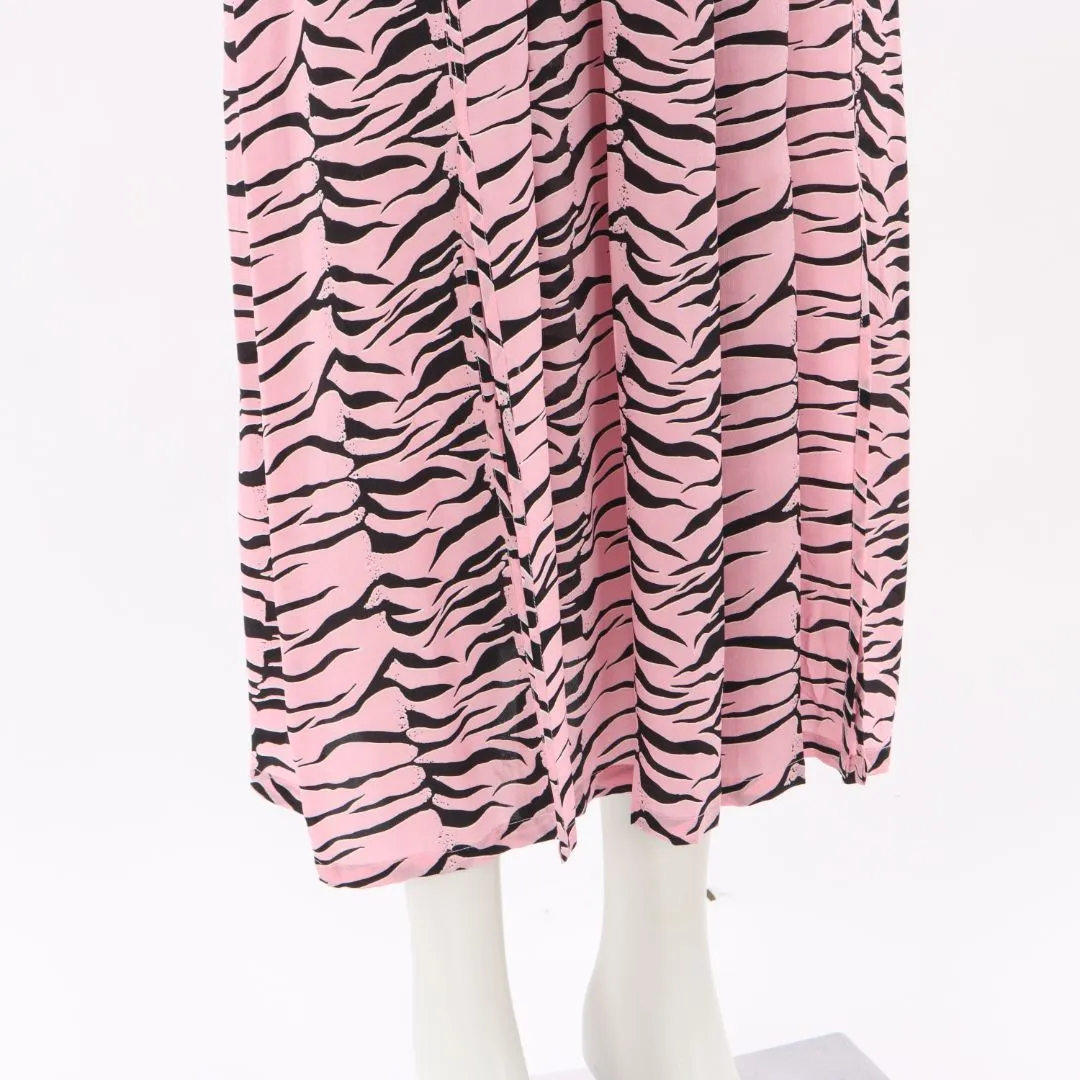 Rixo London Emma Tiger Print Silk Midi Dress Size Small